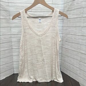Old Navy Cream Ribbed Sleeveless Tank Top